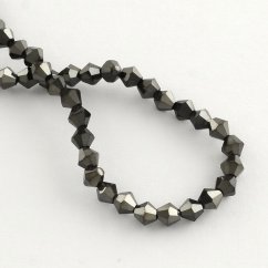 Brúsené sklenené korálky, pokovované, šedé, 4 mm
