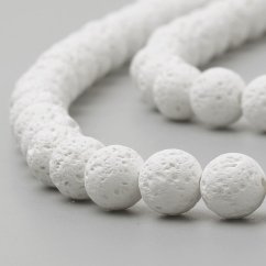 1 cérna természetes láva - gyöngyök, fehér, 8 mm