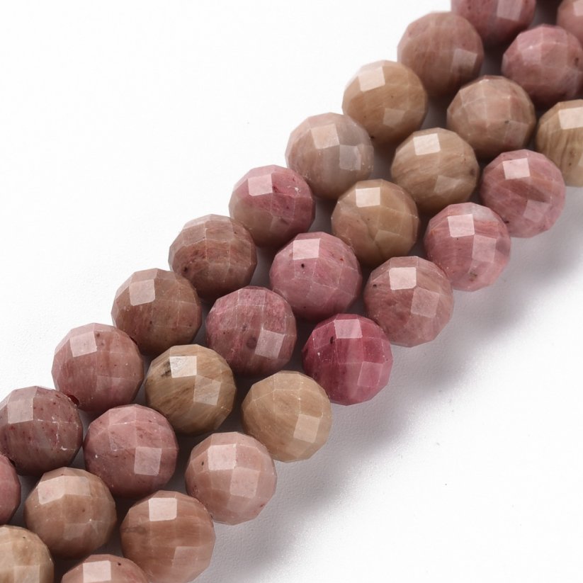 Natürlicher Rhodonit - Perlen, geschliffen, rosa, 8 mm