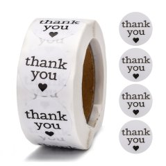 "Thank you" matrica, ezüst, 25 mm