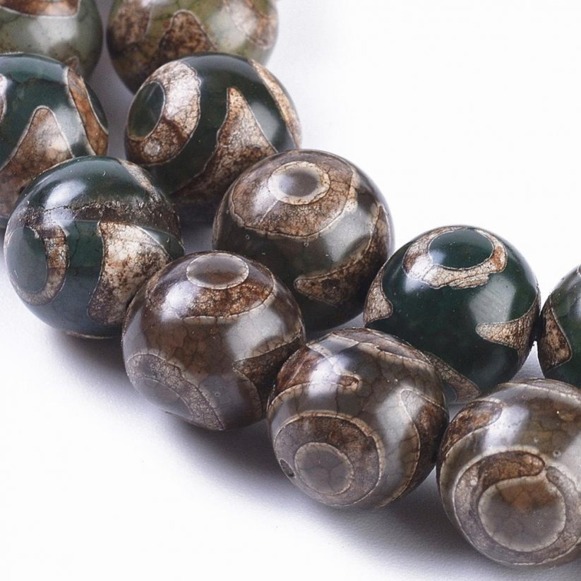 Naturachat - Tibetische Dzi Perlen, braun, 10 mm