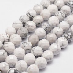 Natürlicher Howlit - Perlen, geschliffen, weiß, 8 mm