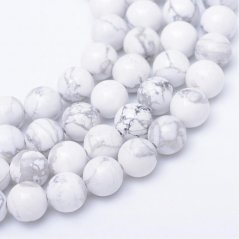 Természetes howlit - gyöngyök, fehér 6 mm
