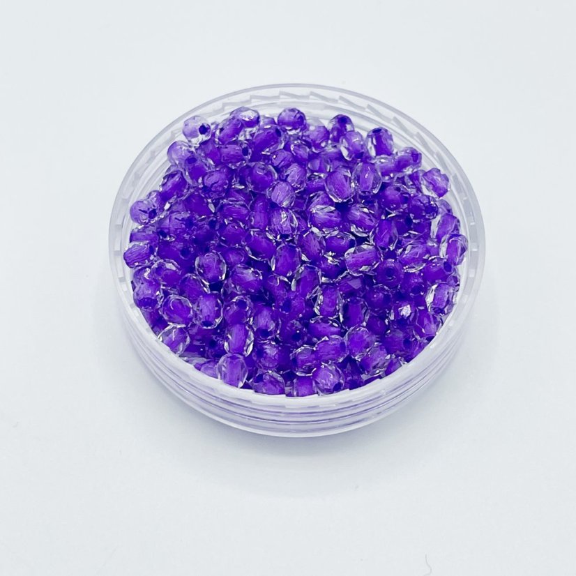 Brúsené korálky crystal violet lined, 3 mm