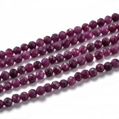 Természetes rubin - gyöngyök, lila, 4 mm