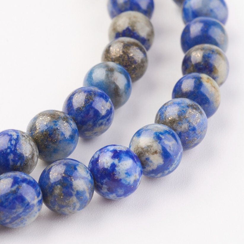 Természetes lapis lazuli - gyöngyök, kék-szürke 8 mm