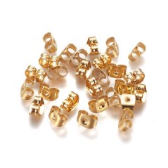 Fülbevaló hátsó rögzítő 304 acélból, arany, 6x4,5x3 mm