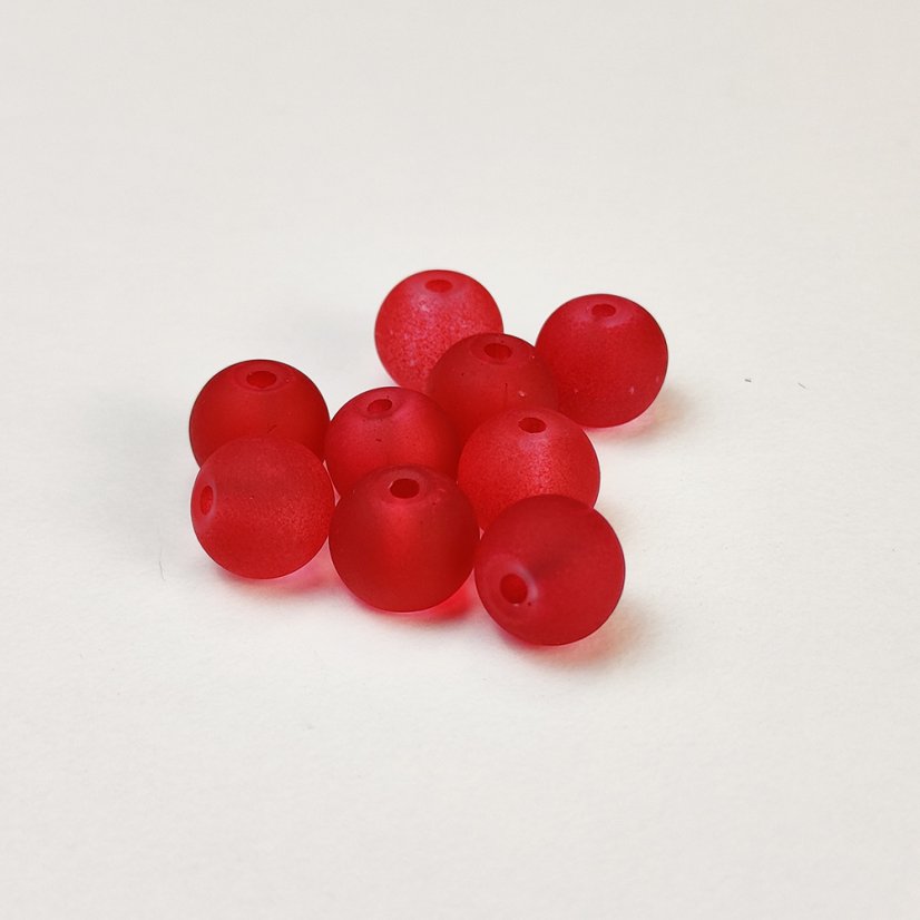 Matt üveggyöngyök - 6 mm, piros