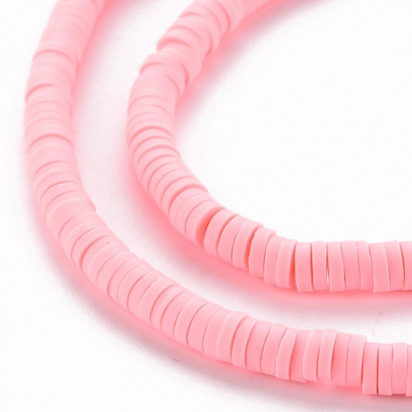 Heishi polymerový korálek - růžové, 4x0,5-1 mm