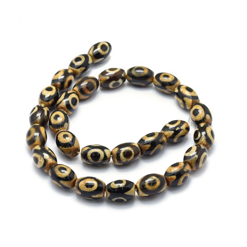 Naturachat - Tibetische ovale Dzi Perlen, braun-schwarz, 12~14x8~10mm