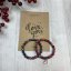Geschenkkarte für Paare - Armbänder aus Labradorit und Achat mit Herz