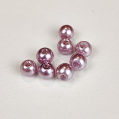 Skleněné korálky s perleťovým efektem - 6 mm, světle fialové