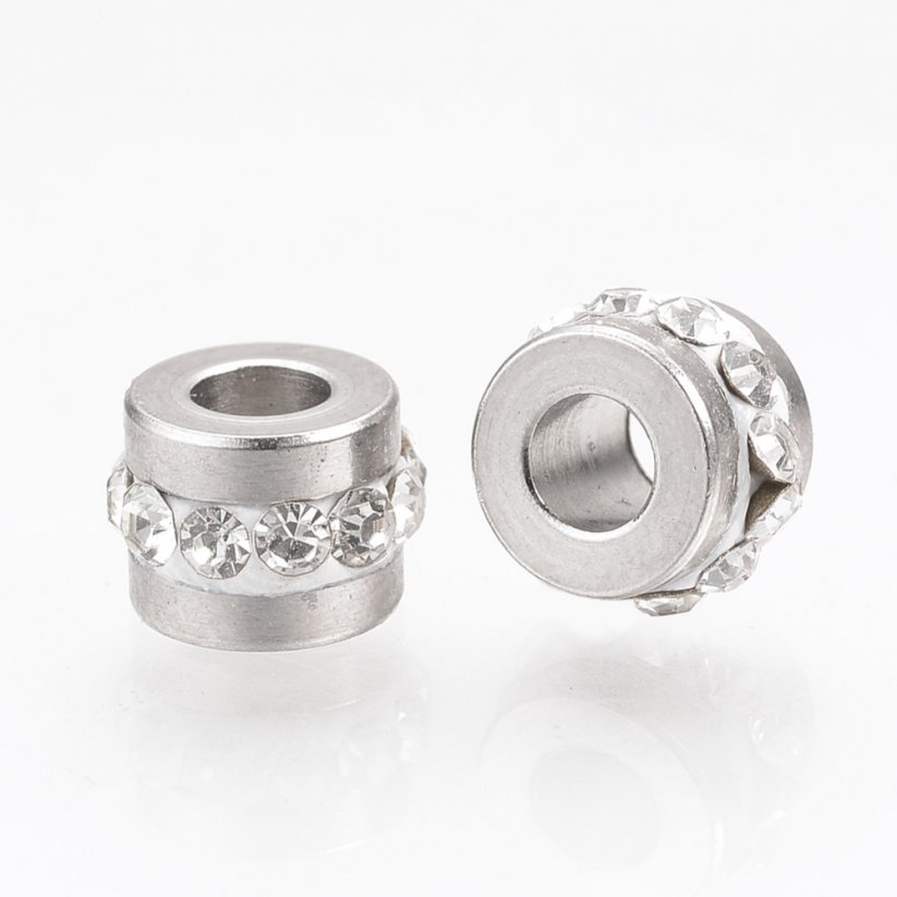 Gyűrű 304-es acélból cirkóniával, átlátszó, 7x5 mm