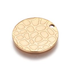 Medál 304 acélból struktúrával, arany (IP), 15x1 mm