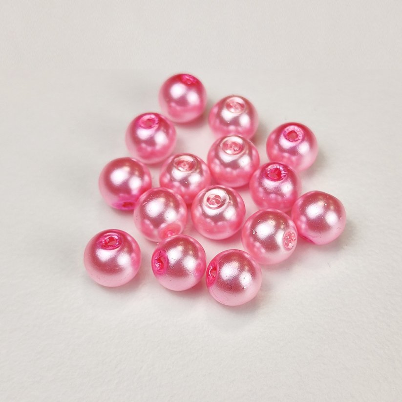 Skleněné korálky s perleťovým efektem - 6 mm, světle růžové