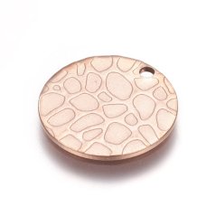 Přívěsek ze 304 ocele se strukturou, rosegold (IP), 15x1 mm