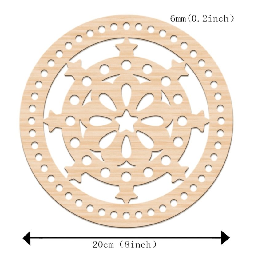 Dřevěné dno košíku, vločka, 200x6 mm Dřevěné dno košíku, vločka, 200x6 mm