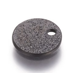 Přívěsek z 304 oceli "kolečko s texturou", černé, 8x1 mm