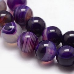 Gestreifter Naturachat - Perlen, Indigo, 8 mm