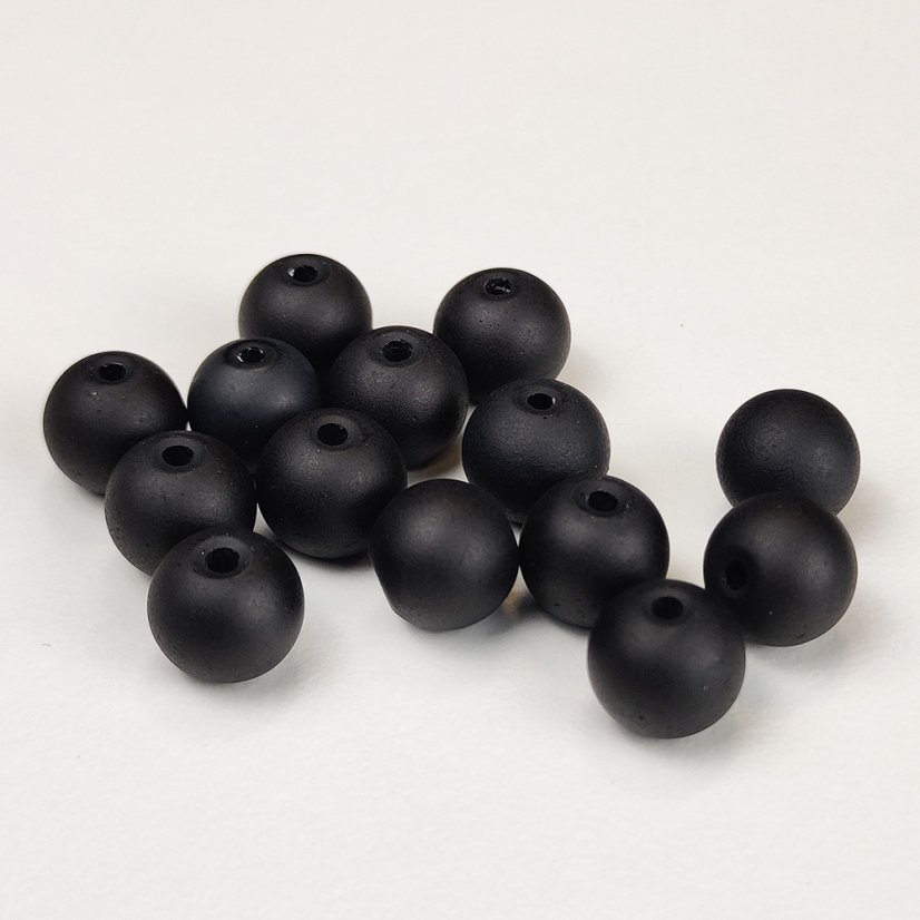 Sklenené korálky matné - 6 mm čierne