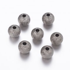 Mosadzná korálka s textúrou - gunmetal, 6 mm