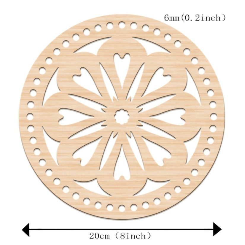 Fa alap kosárhoz, kerek mandala virággal, 200x6 mm
