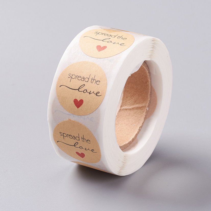 Nálepka "spread the love" prírodná, 25 mm