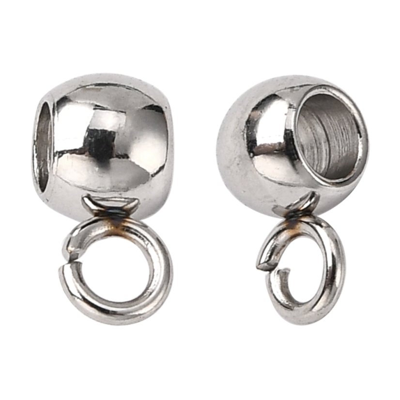 Oddeľovač z 304 ocele, gulička, strarostrieborná, 7x3,5x4 mm, očko 1,5 mm