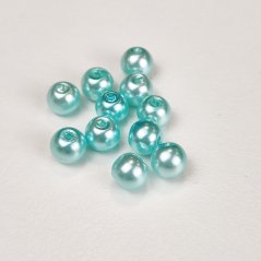 Sklenené korálky s perleťovým efektom - 6mm tyrkysové