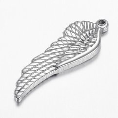 Prívesok z nehrdzavejúcej ocele 304, „Krídla“, 38,5 × 13 × 3 mm