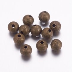 Mosadzná korálka s textúrou - bronzová, 6 mm