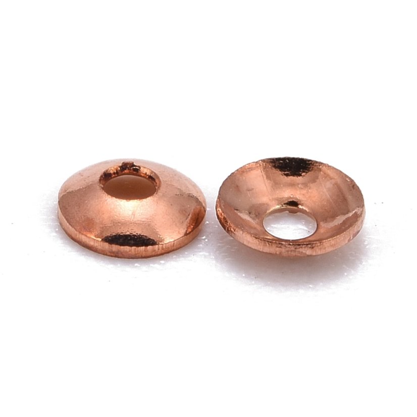 Mosadzný kaplík, rosegold, 3x0,8 mm