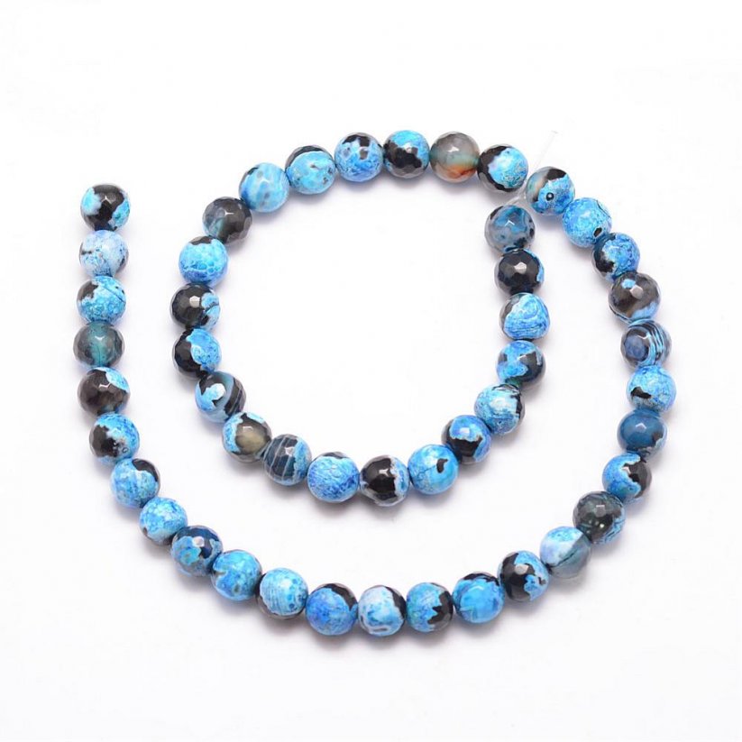 Natürlicher Feuerachat - Perlen, geschliffen, blau-braun, 8 mm