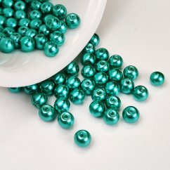 Skleněné korálky s perleťovým efektem - 6 mm, zelené