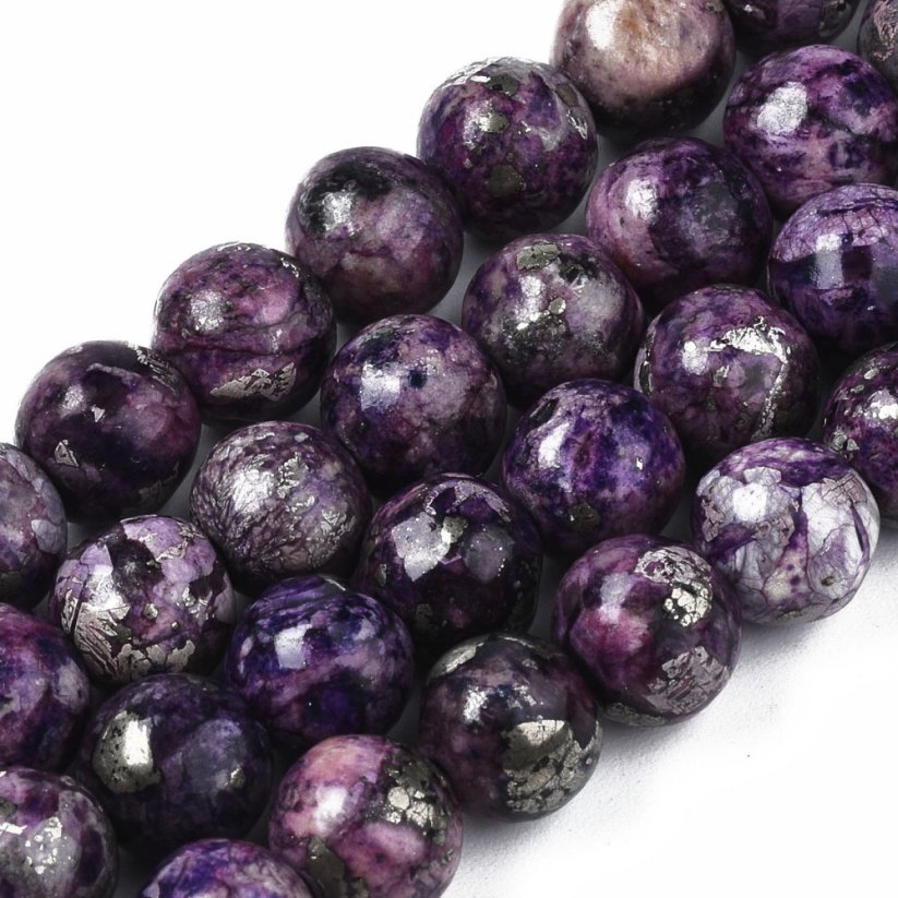 Gemischter Charoit mit Pyrit - Perlen, mehrfarbig, 8 mm