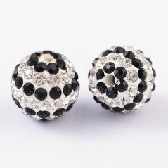 Shamballa gulička 12 mm, prievlak 2 mm, bieločierna