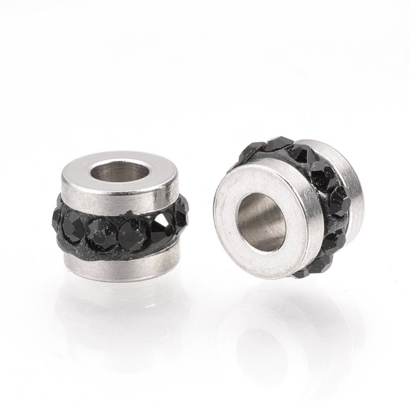 Gyűrű 201-es acélból cirkóniával, fekete, 7x5 mm