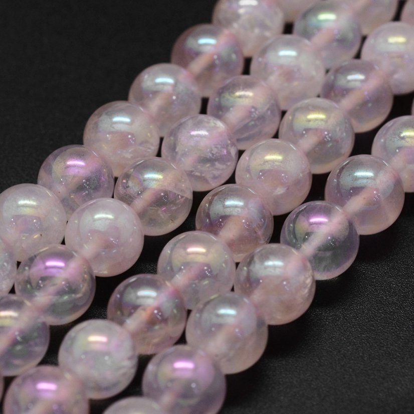 Pokovený přírodní růženín - korálky, růžové 8 mm