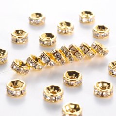 Štrasová rondelka s kamienkami - zlatá číra 6x3mm