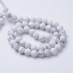 Natürlicher Howlit - Perlen, matt, weiß, 6 mm