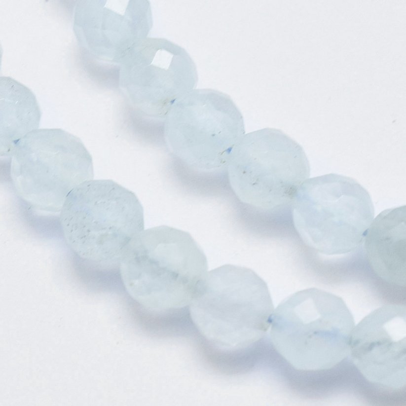 Natürlicher Aquamarin - Perlen, geschliffen, blau, 6 mm