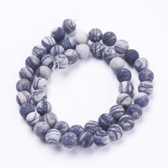 Gestreifter Naturachat - Perlen, Eis, grau, 6 mm