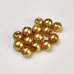 Sklenené korálky s perleťovým efektom - 6mm zlaté