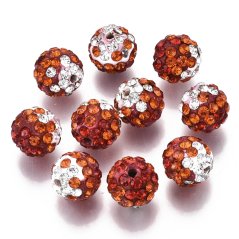 Shamballa gulička 10x10 mm prievlak 2 mm bielo-oranžové