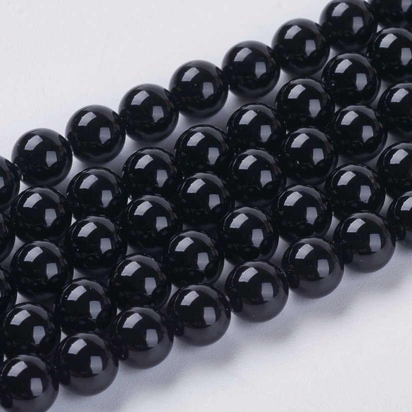 Přírodní onyx - korálky, černé, 6 mm
