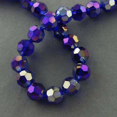 Brúsené sklenené rondelky, pokovované,  fialové, 4 mm