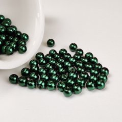 Skleněné korálky s perleťovým efektem - 6 mm, tmavě zelené