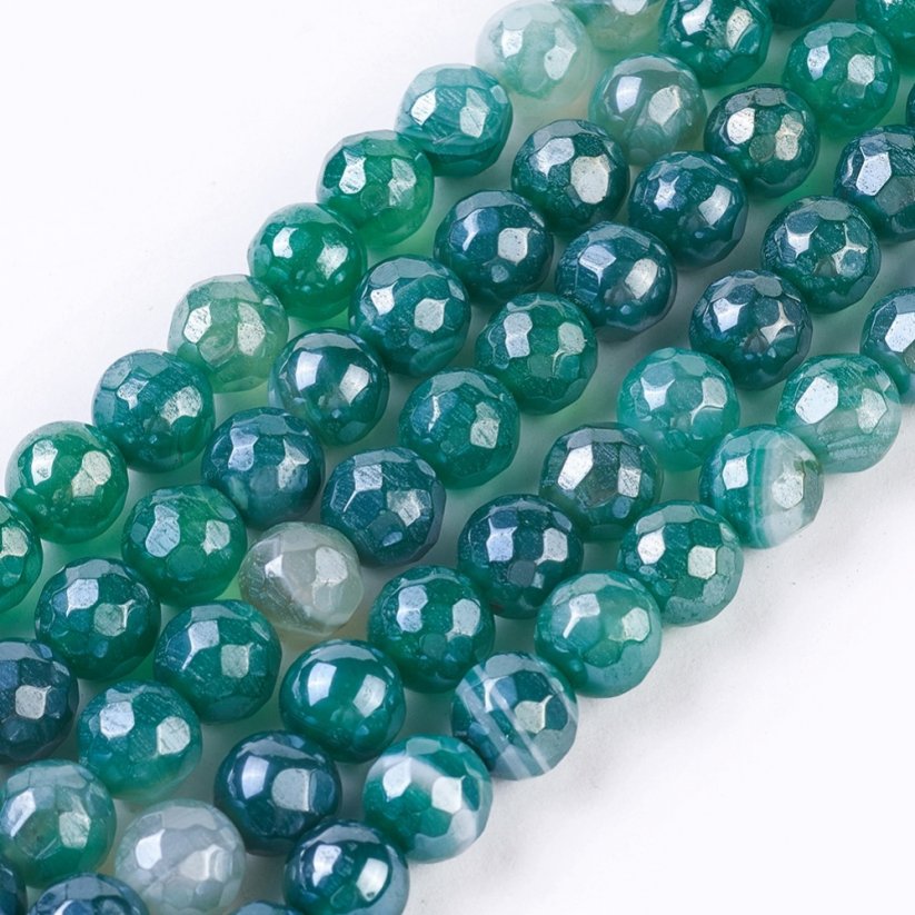 Gestreifter Naturachat - Perlen, geschliffen, grün, 8 mm