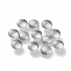 Perlenkappe "Blume" aus 304 Stahl, 7x7x2 mm