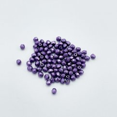 Geschliffene feuerpolierte Perlen Metallic Grapeade, 3 mm